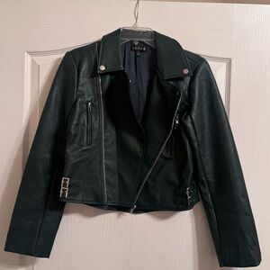 Green Leather Jacket for Women